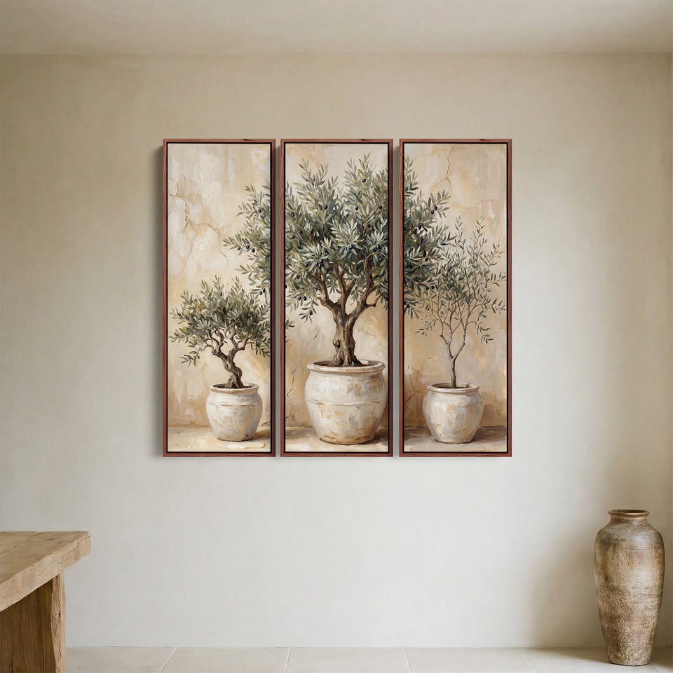 Olive Trees Triptych Wall Art for Kitchen