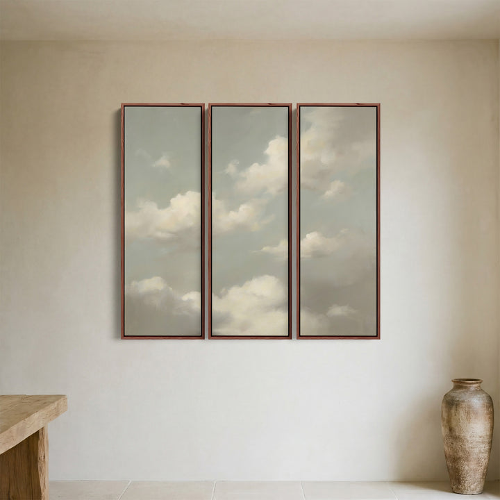 Triptych Wall Art Soft Clouds for Bedroom