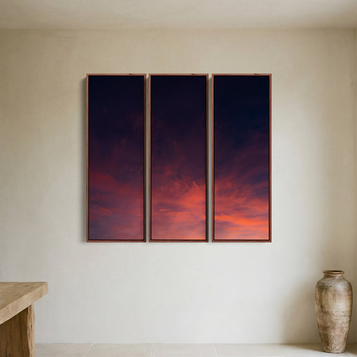 Dramatic Sunset Sky Oversized Canvas Wall Art Set For Dining Room