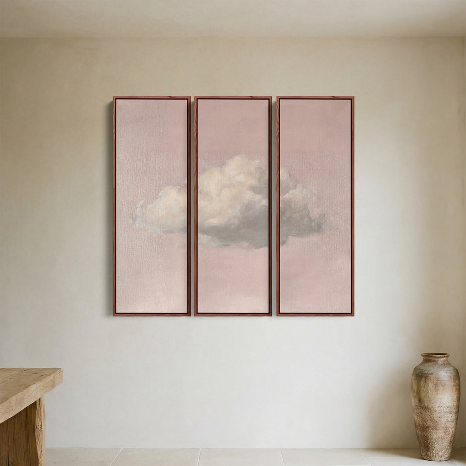 Pink Cloud Large Triptych Wall Art For Bedroom Walls