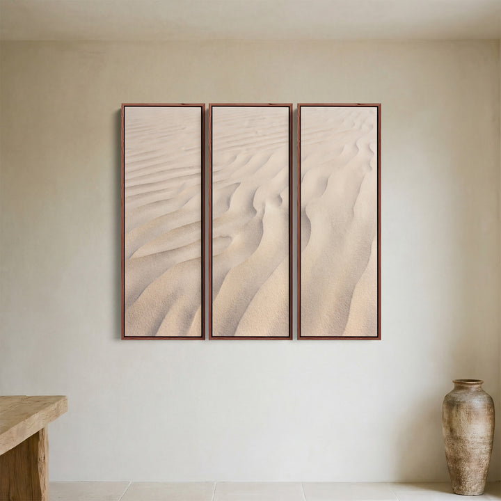 Wind Ripples Running Across White Sand 3 Piece Wall Art For A Bedroom