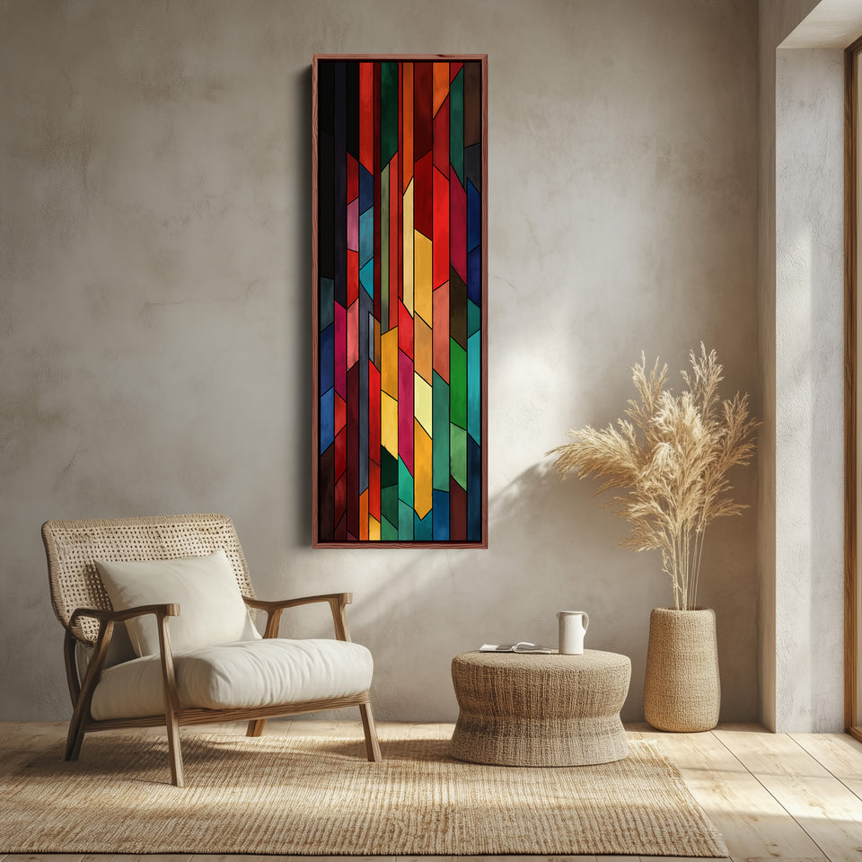 Tall Wall Art Geometric Abstract Panels For Office Decor