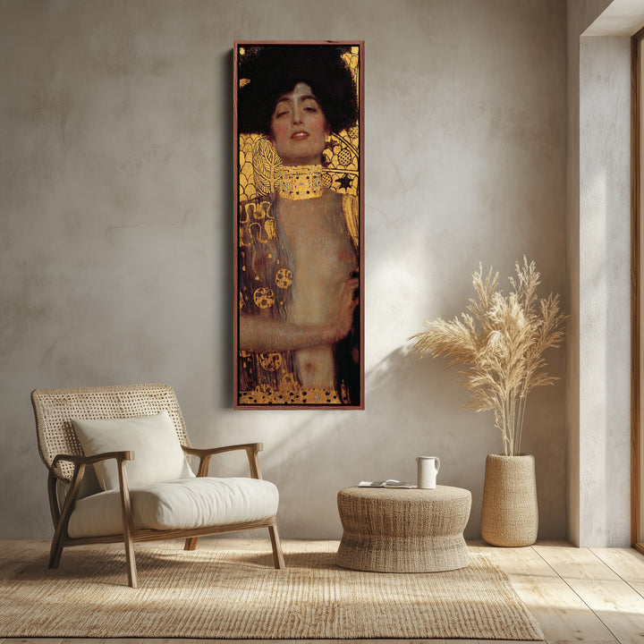 Gustav Klimt Tall Wall Art Judith Portrait With Gold Background For Office