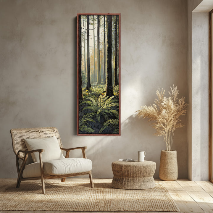 Vertical Wall Art Misty Forest Trees For Hallway Nature Decor