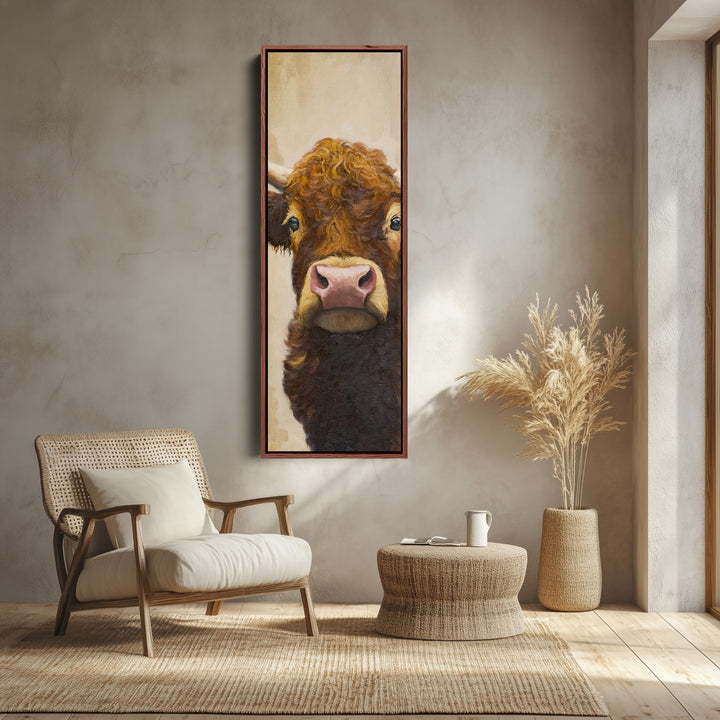 Highland Cow Narrow Wall Art For Living Room Rustic Animal Decor