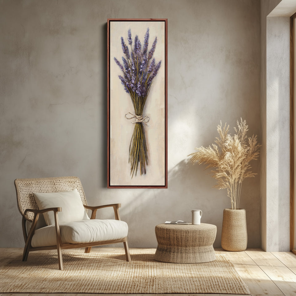 Tall Wall Art Lavender Bouquet For Bedroom Botanical Decor