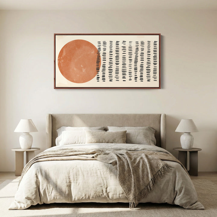 Horizontal Wall Art Abstract Sun And Line Pattern Panoramic Canvas Print For Bedroom