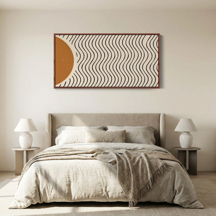 Wide Wall Art Abstract Wavy Line Pattern Extra Wide Canvas For Office