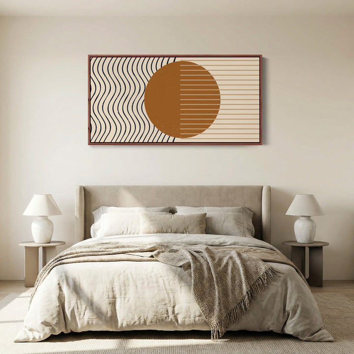 Large Wall Art Sun And Linear Abstract Pattern Oversized Wall Decor For Living Room