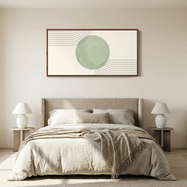 Wide Canvas Green Circle Composition Horizontal Canvas Print Bedroom