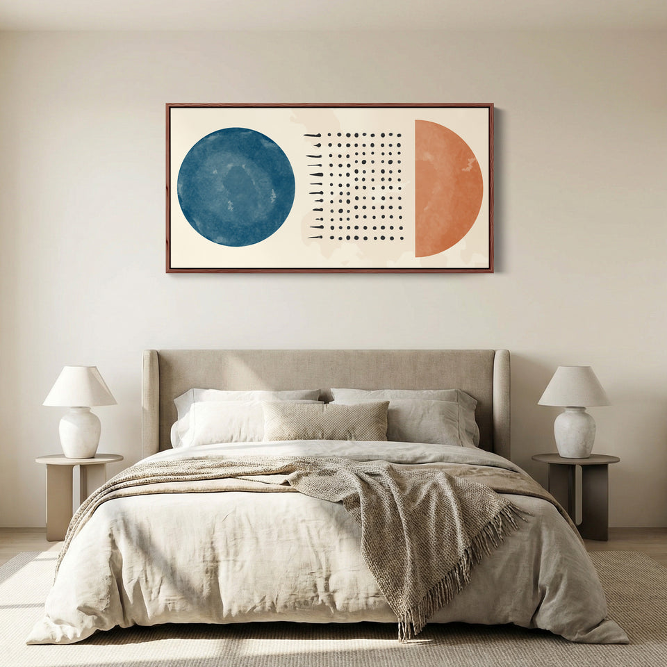 Large Wall Art Circle And Dot Layout Panoramic Canvas Print Living Room