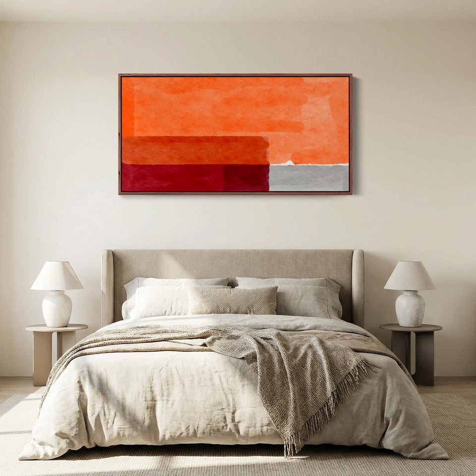 Art Mural Long Champs de Couleurs Abstraits Impression sur Toile Horizontale Salon