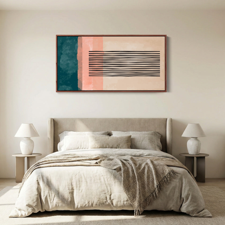 Wide Wall Art Abstract Bands Horizontal Canvas Print For Office