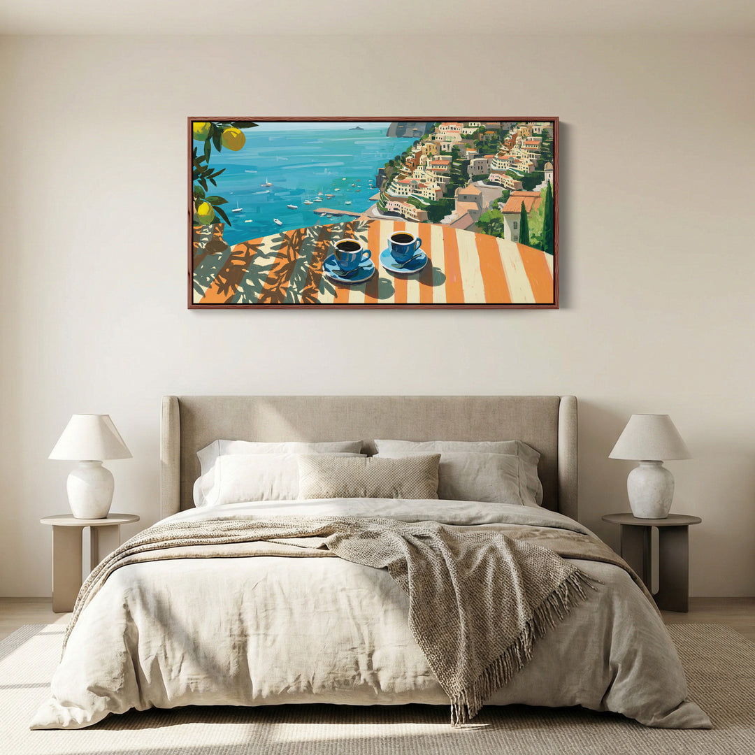 Panoramic Wall Art Coastal Terrace Extra Wide Canvas For Kitchen
