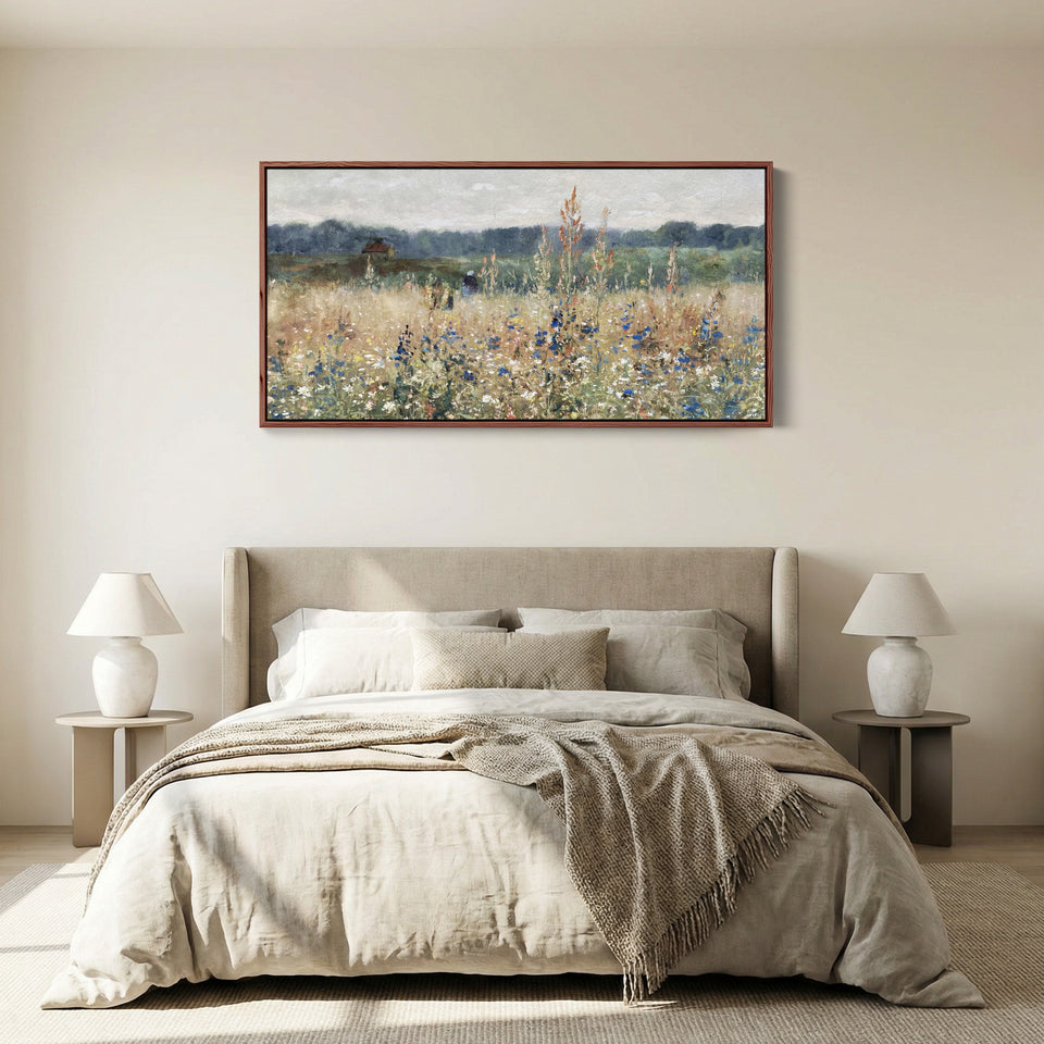 Wide Canvas Countryside Wildflower Field Extra Wide Canvas For Hallway