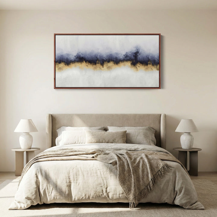 Abstract Gold Band Above Sofa Wall Art Horizontal Canvas Print Office