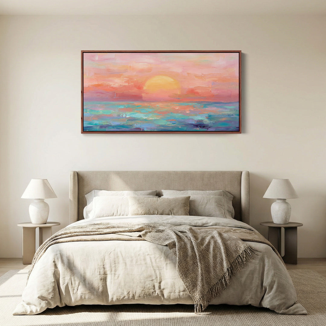 Pastel Sunset Large Wall Art Horizontal Canvas Print Kitchen