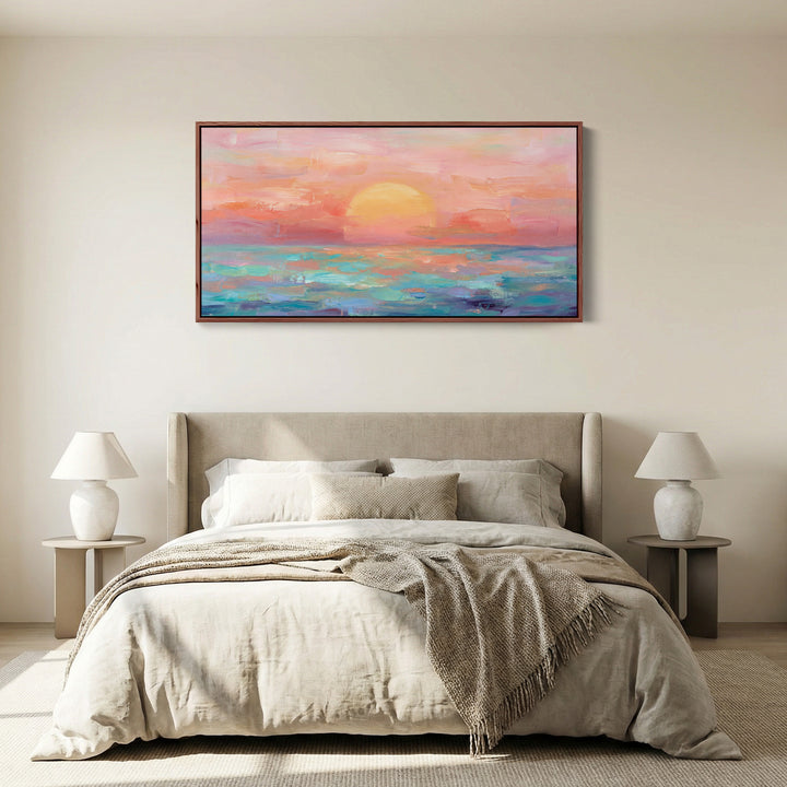 Pastel Sunset Large Wall Art Horizontal Canvas Print Kitchen