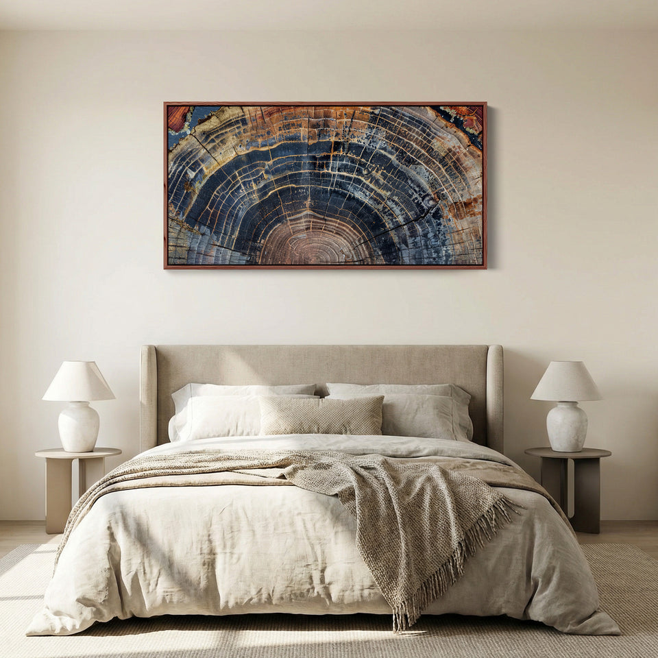 Tree Rings Wide Framed Canvas Extra Wide Canvas Office