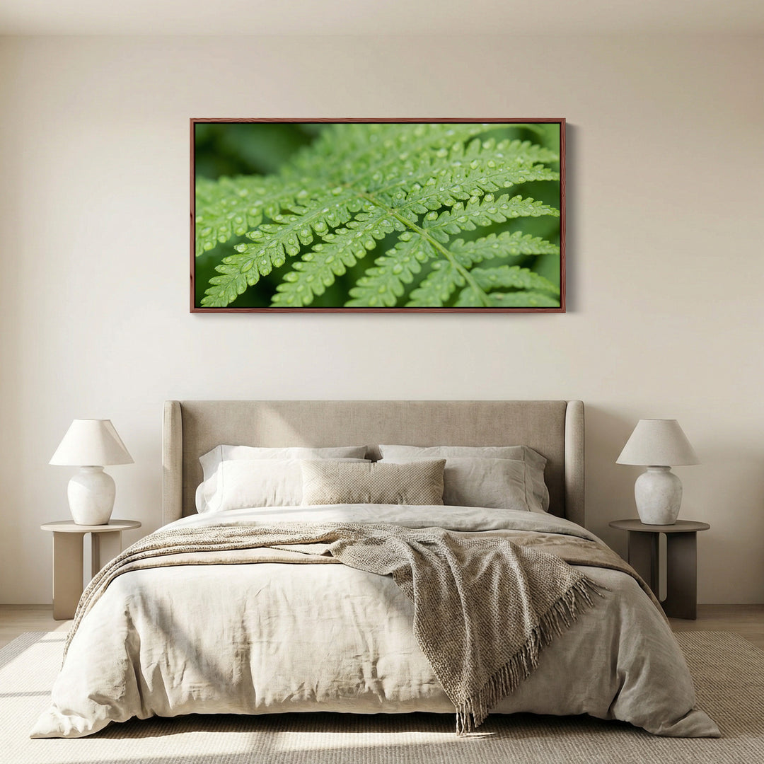 Botanical Detail Horizontal Wall Art Fern Leaf Horizontal Canvas Print For Bedroom