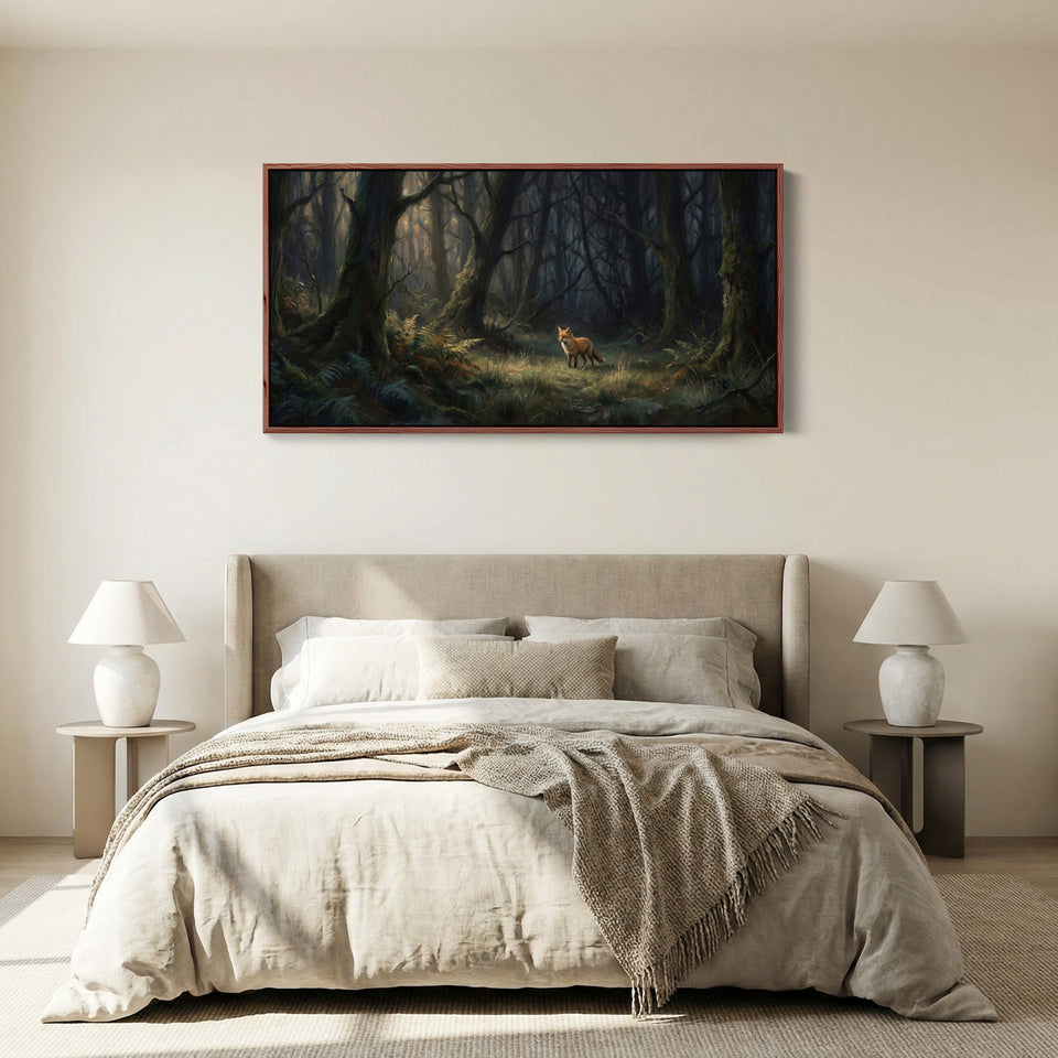 Forest Fox Above Bed Wall Art Framed Canvas Print For Living Room