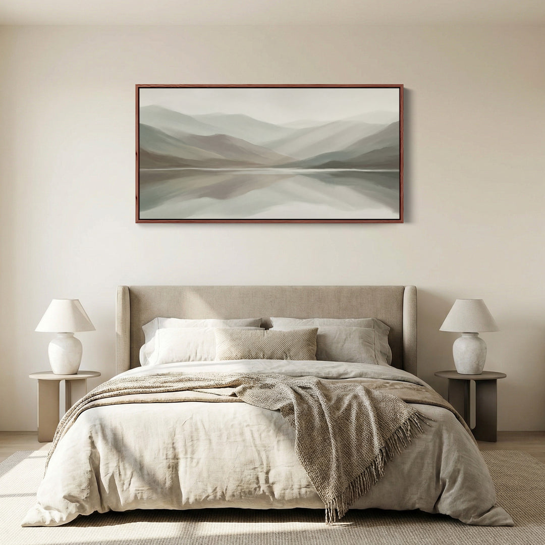 Misty Mountains Above Soft Wall Art Panoramic Canvas Print For Office