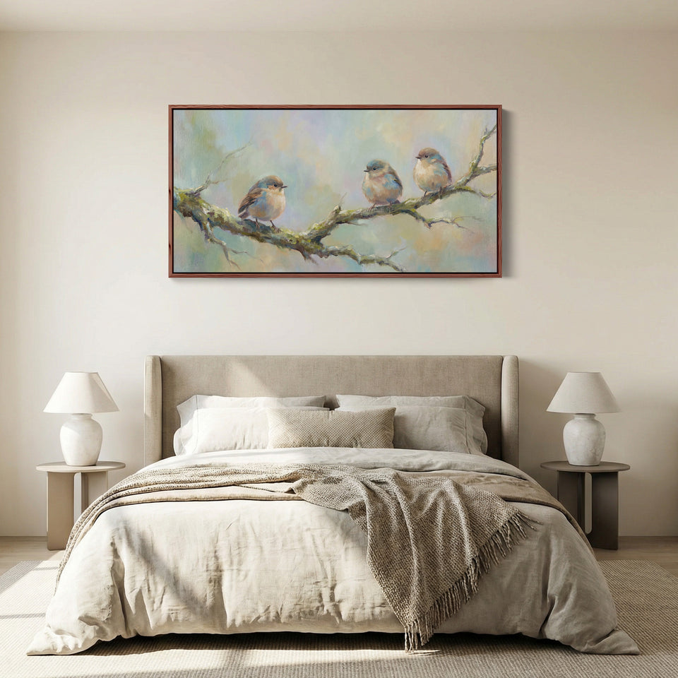 Three Birds Panoramic Wall Art Statement Wall Decor For Office