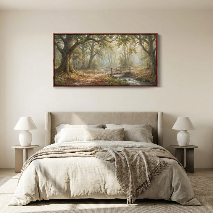 Waldbrücke Breite Gerahmte Leinwand Übergroße Wanddekoration Für Wohnzimmer