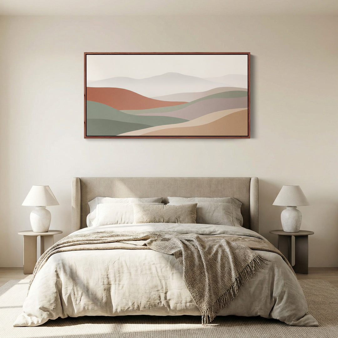 Horizontal Wall Art Layered Abstract Waves Statement Wall Decor Bedroom