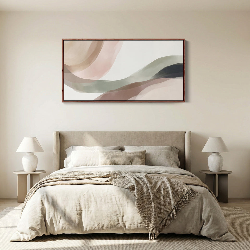 Art mural doux au-dessus Formes abstraites fluides Impression sur toile horizontale pour salon