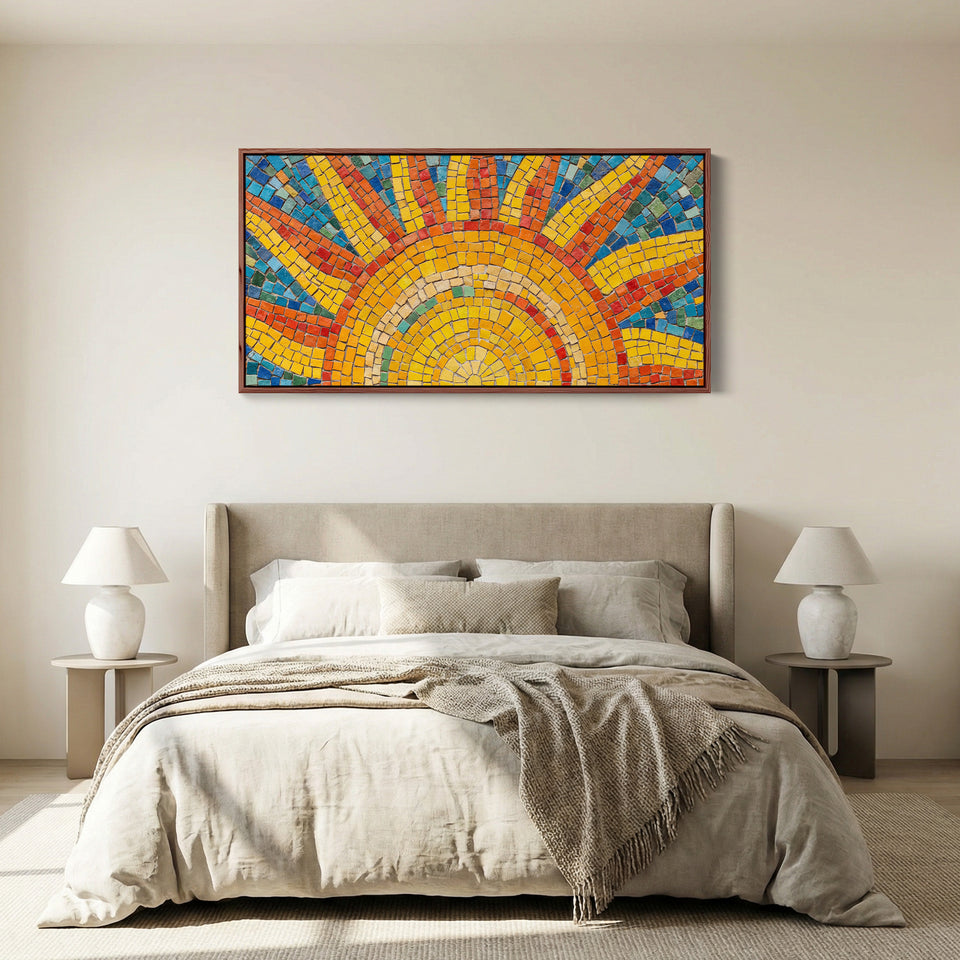Large Wall Art Mosaic Sunburst Tiles Statement Wall Decor Hallway