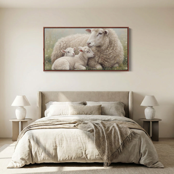 Sheep And Lambs wide canvas Statement Wall Decor Bedroom