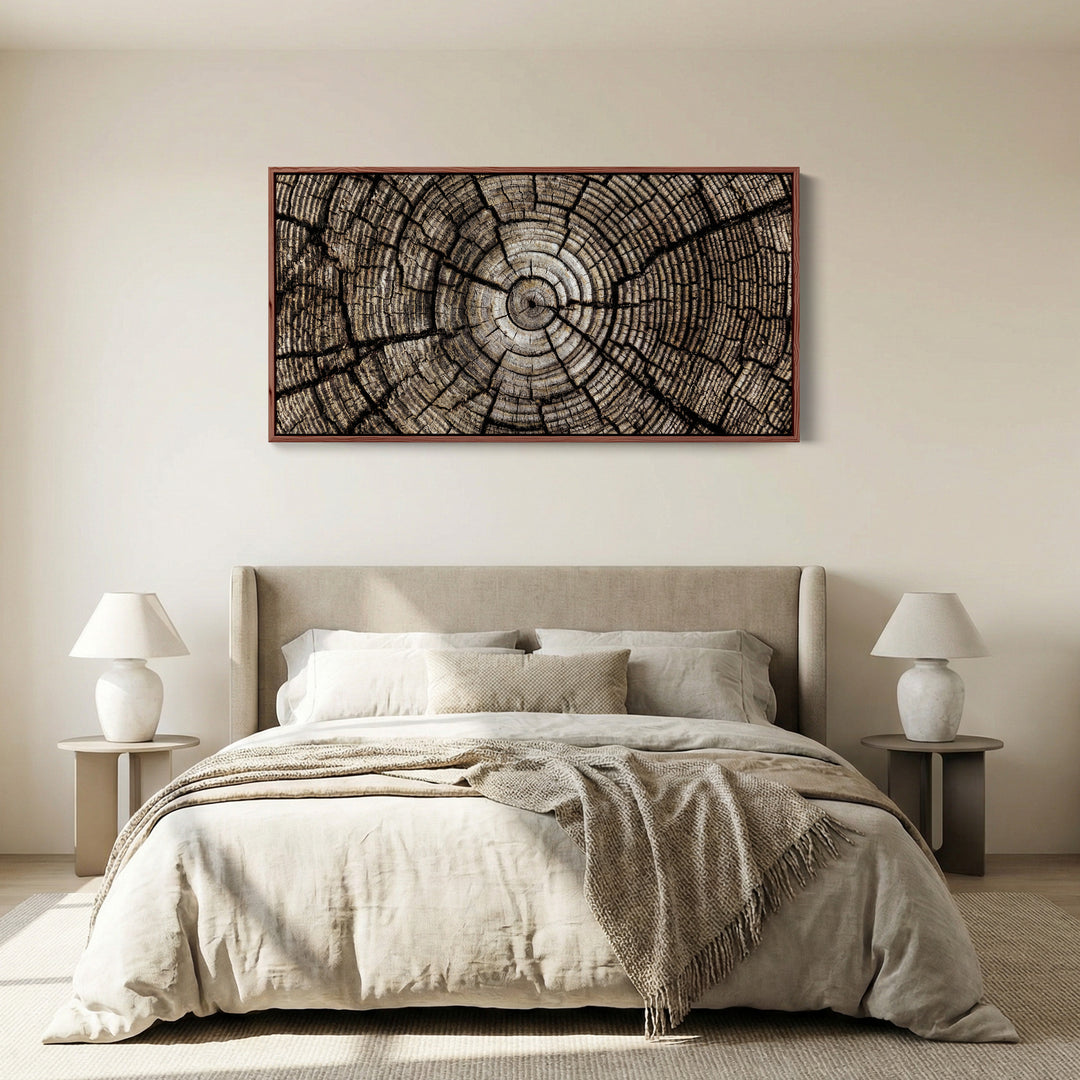 Tree Trunk Rings Large Wall Art Horizontal Canvas Print For Office