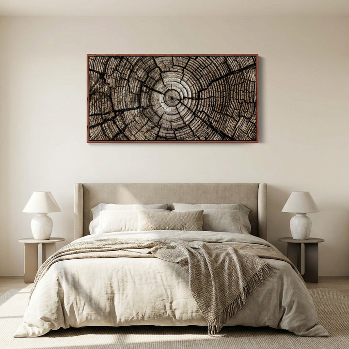 Tree Trunk Rings Large Wall Art Horizontal Canvas Print For Office
