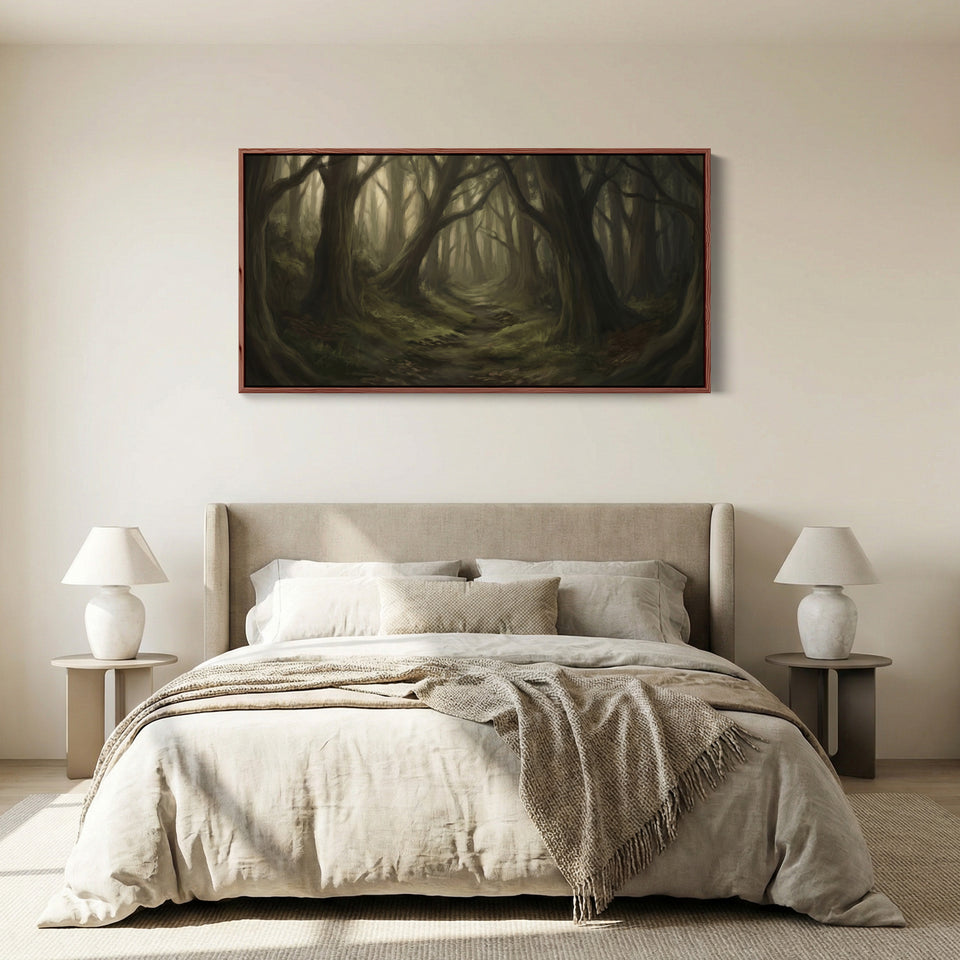 Misty Forest Path Horizontal Wall Art Statement Wall Decor For Hallway