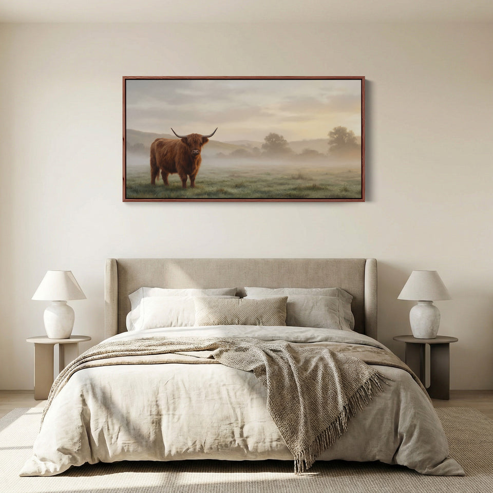 Highland Cow In Field Bedroom Wall Art Oversized Wall Decor For Office