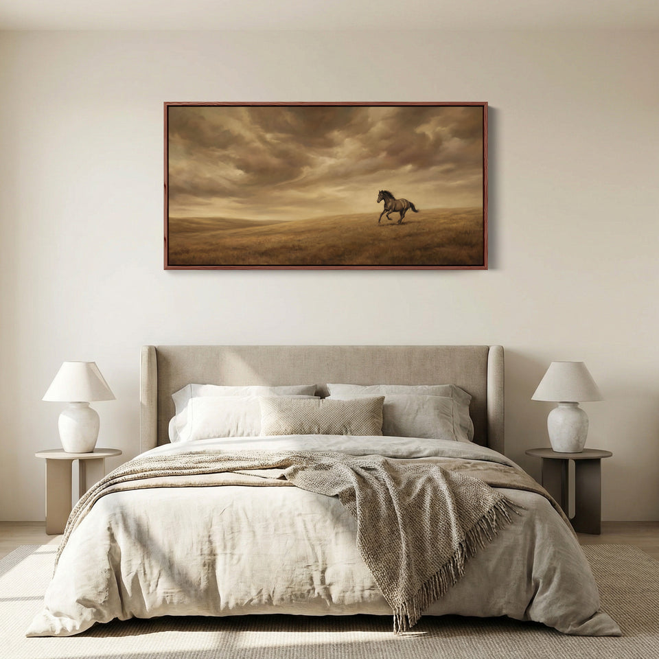 Running Horse Landscape Large Wall Art Statement Wall Decor For Hallway