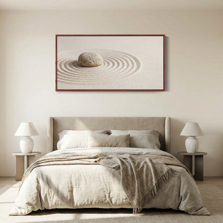 Zen Stone Above Bed Wall Art Horizontal Canvas Print For Living Room