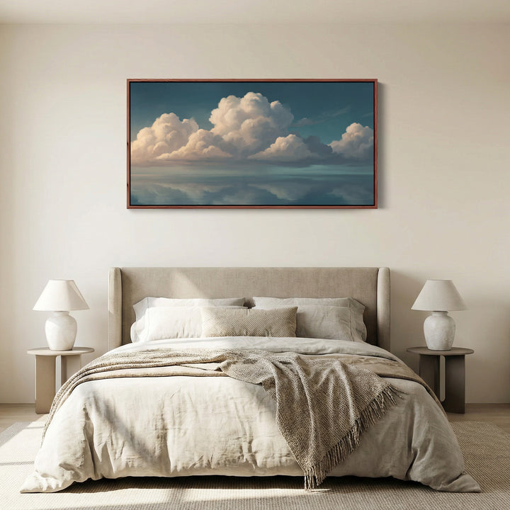 Calm Sea Panoramic Wall Art Horizontal Canvas Print For Living Room