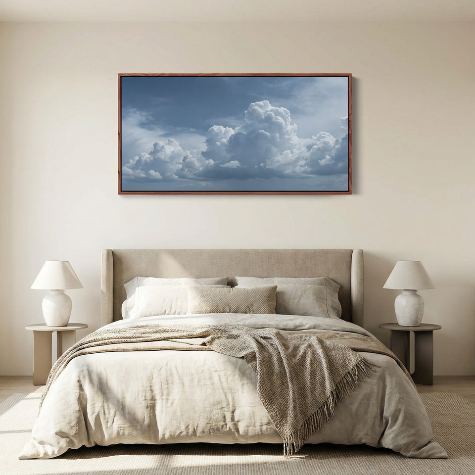 Dramatic Sky Wide Framed Canvas Extra Wide Canvas For Bedroom