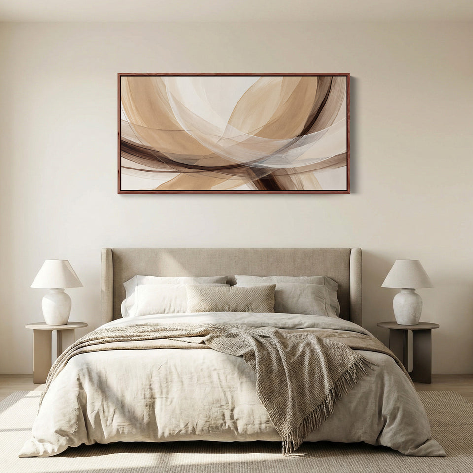 Neutral Arcs Wide Canvas Statement Wall Decor For Living Room