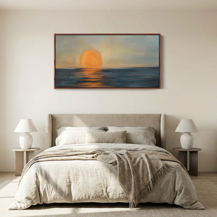 Ocean Sunset Large Wall Art Panoramic Canvas Print For Bedroom