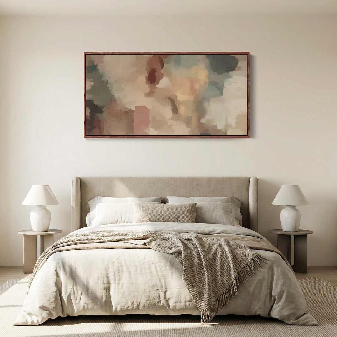 Muted Blocks Panoramic Wall Art Extra Wide Canvas For Office