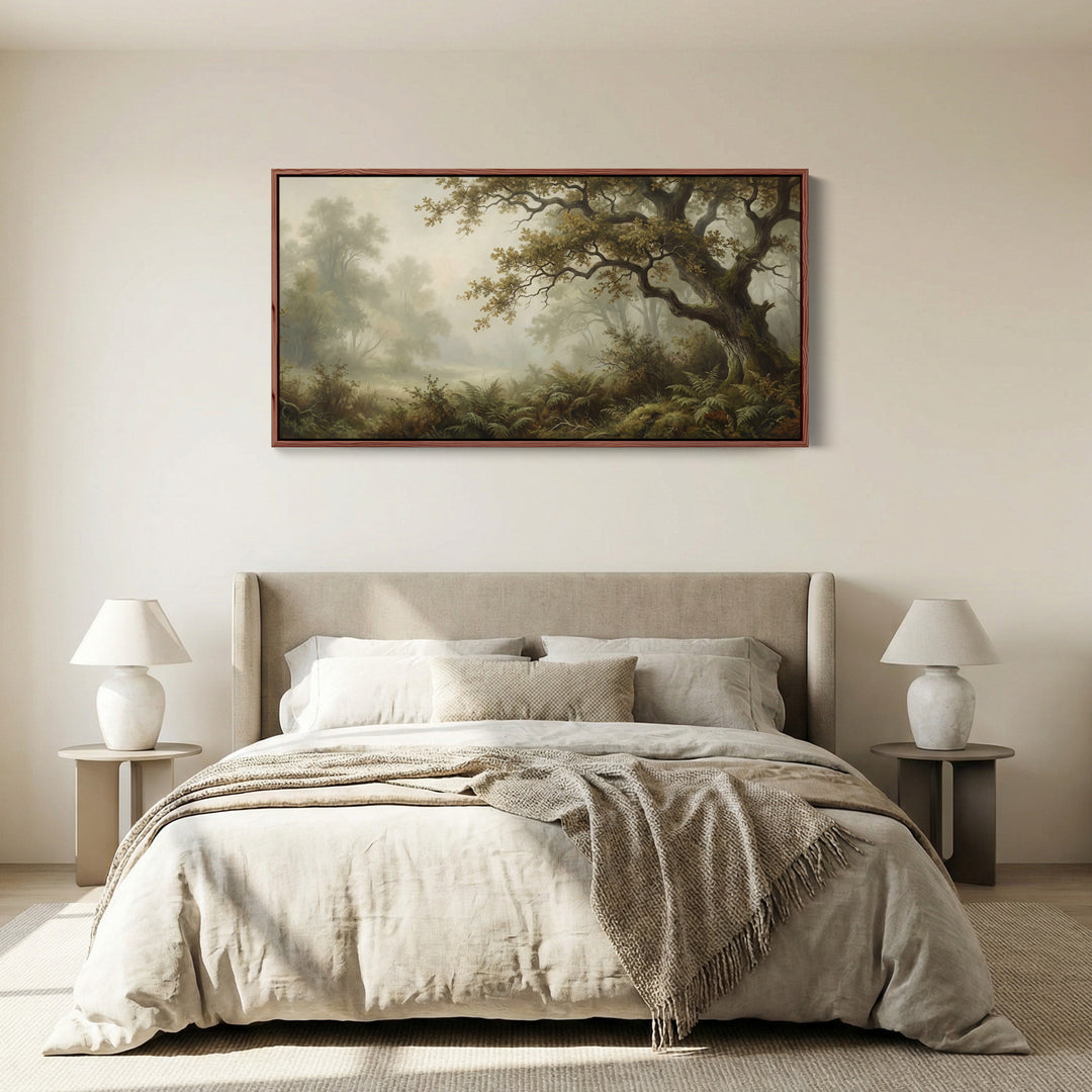 Misty Woodland Wide Framed Canvas Oversized Wall Decor For Living Room