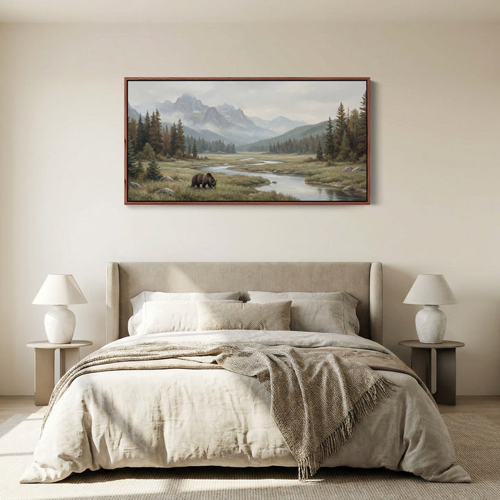 Above Soft Wall Art Bear By Mountain River Statement Wall Decor For Office