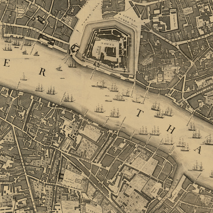 Horizontal Wall Art Vintage London Map Long Framed Canvas For Living Room