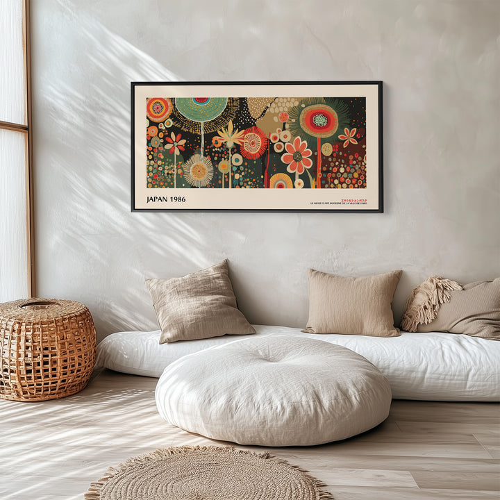 Yayoi Kusama art mural horizontal motif floral circulaire décoratif toile encadrée pour chambre