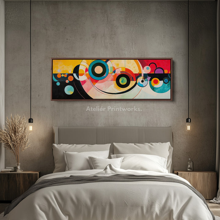 Abstract Circles Panoramic Long Wall Art - H0008