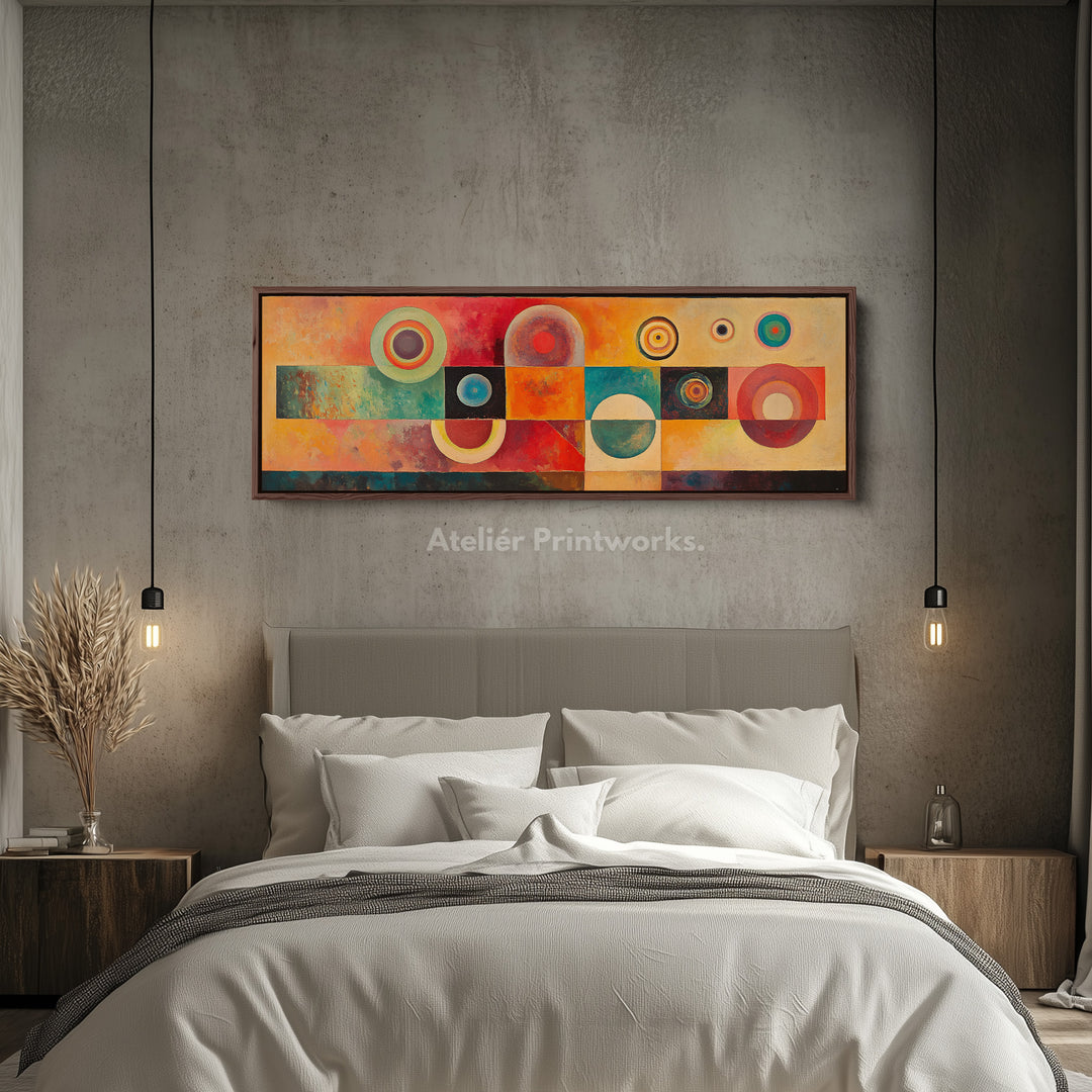 Abstract Geometric Circles Horizontal Long Wall Art - H0009