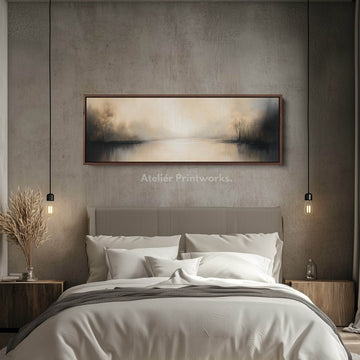 Abstract Beige Long Narrow Horizontal Wall Art - Atelier Printworks